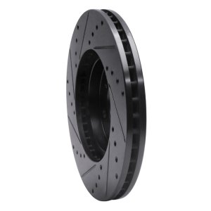 Acura RL Brake Rotor (1) - Front Right - R1 Concepts - Drilled & Slotted - Black - `99-`04